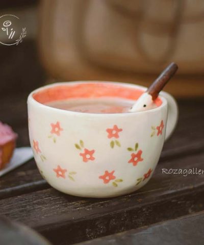 ماگ طرح‌دار سرامیکی گل‌دار رزاگالری